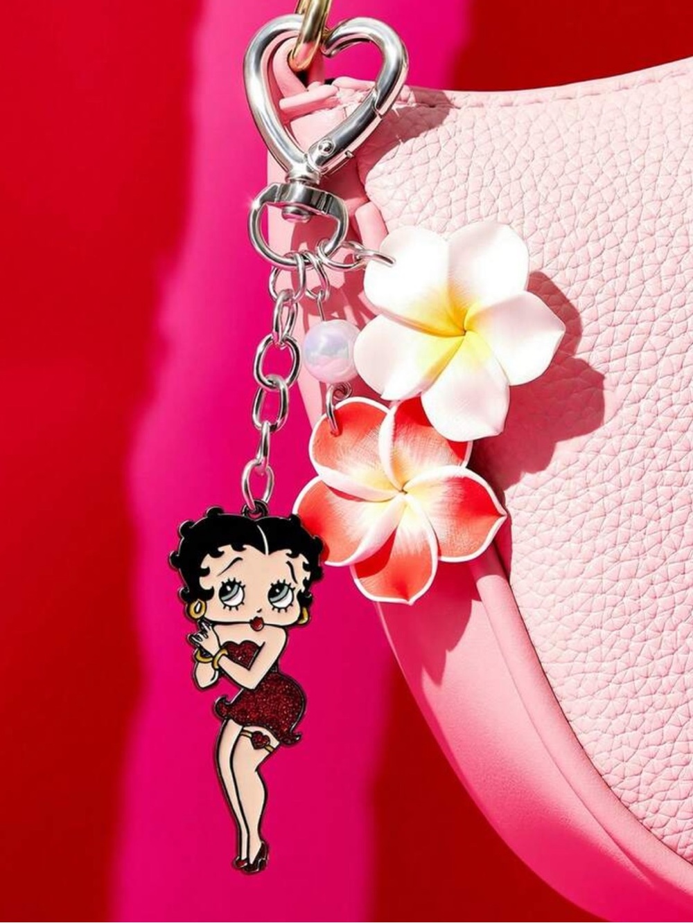 NEW Betty Boop Pink Floral Bag Charm/Keychain